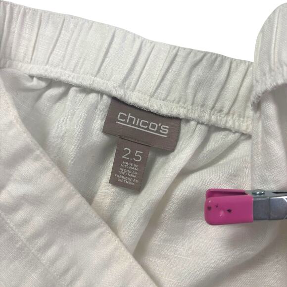 Chicos Women’s Wide Leg Linen Pants Size 2.5 XL 100% Linen Elastic Waist Pockets - Picture 7 of 14